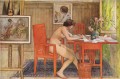 model writing postcards 1906 Carl Larsson